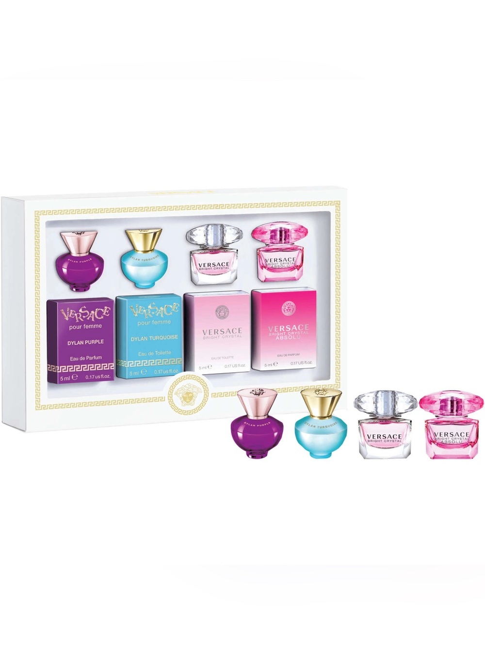 Versace Mini Perfume Set - Purple, Turquoise, Pink, Clear